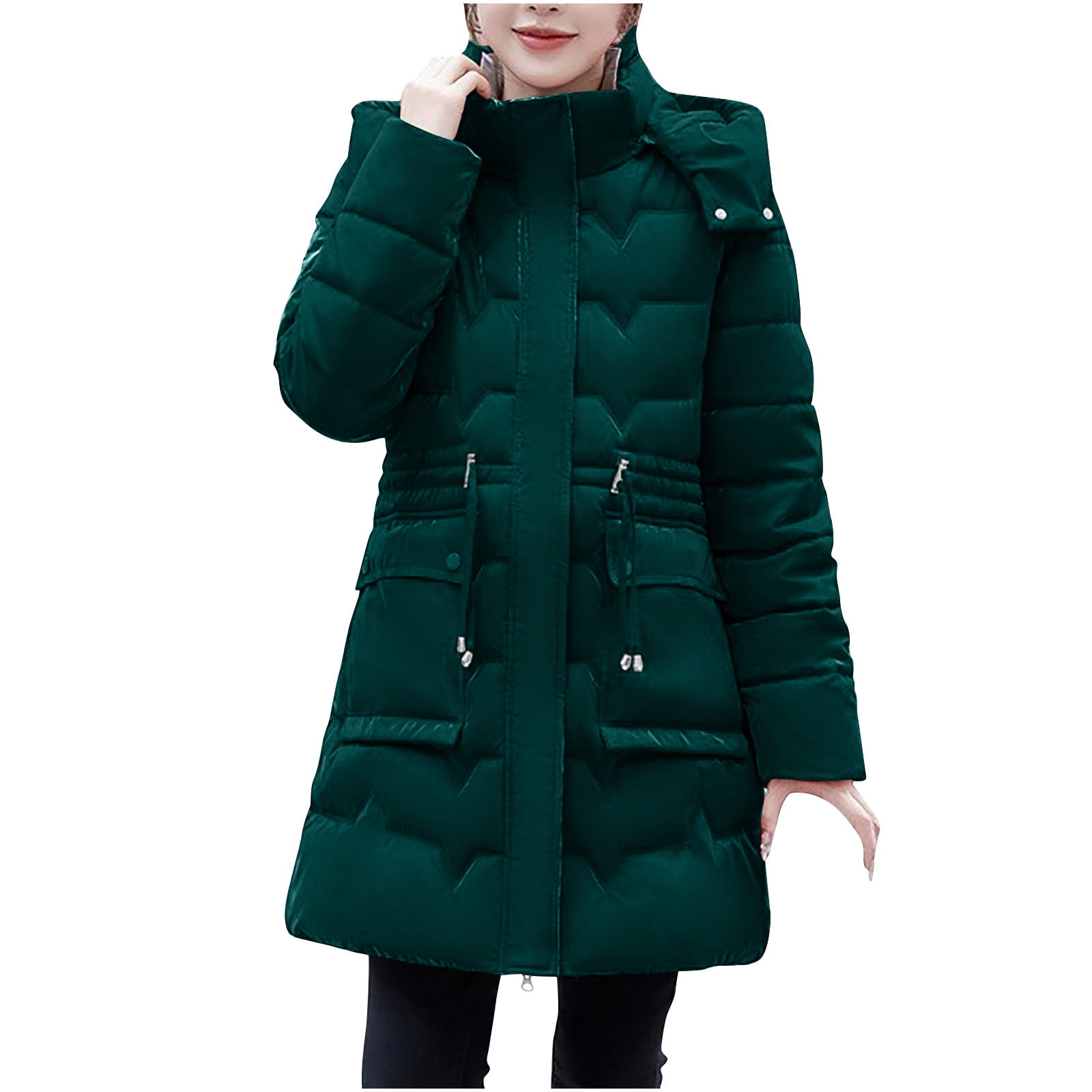 Hvyesh Women Puffer Coat with Hood Winter Puffer Jacket Warm Long