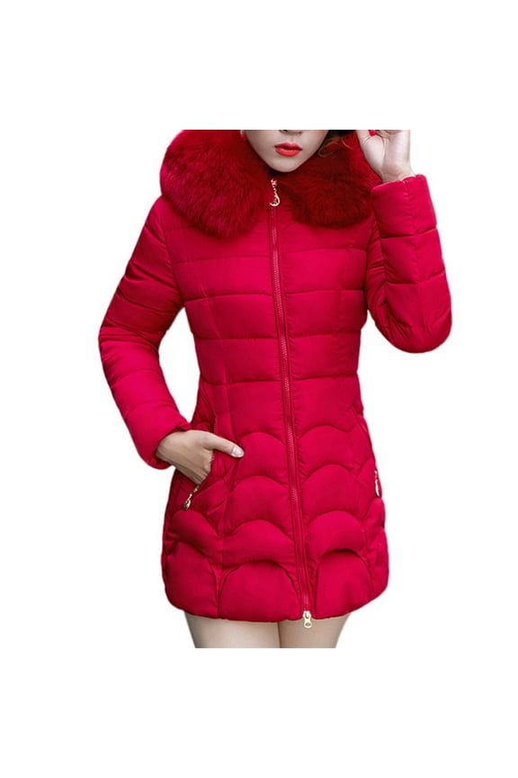 Women Puffer Jacket 2025 Winter Thicken Zipper Puffer Coat Warm Faux Fur Jackets Insulated Windproof Snow Parka Comfy Padded Jacket