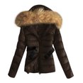 thumbnail image 1 of Hvyesh Women Quilted Jackets Dressy Faux Fur Hooded Puffer Coat Comfy Full Zipper Long Sleeve Padded Outwear Winter Coat Thermolite Outwear with Pockets, 1 of 8