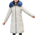 thumbnail image 1 of Hvyesh Women Quilted Long Puffer Jacket Faux Fur Hooded Puffer Coat Trendy Zip Up Winter Long Coats Sky Blue L, 1 of 9