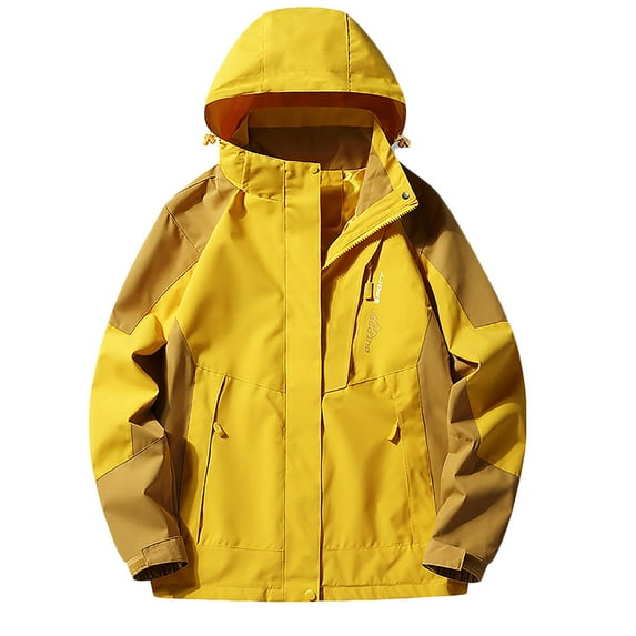 Hvyesh Women Rain Jackets Casual Zip Up Long Sleeve Jackets Waterproof Windproof Outdoor Walking Coat Mountain Windbreaker Coats with Hood