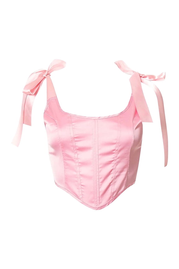 Women Renaissance Corset Tops Adjustable Straps Overbust Vintage Victorian Floral Lace Up Boned Bustier Bodice Pink