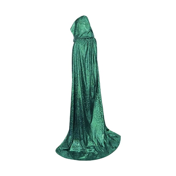 Hvyesh Women Sequin Cape Shiny Hooded Cape Full Length Glitter Cloak Mardi Gras Halloween Christmas Disco Party Costume