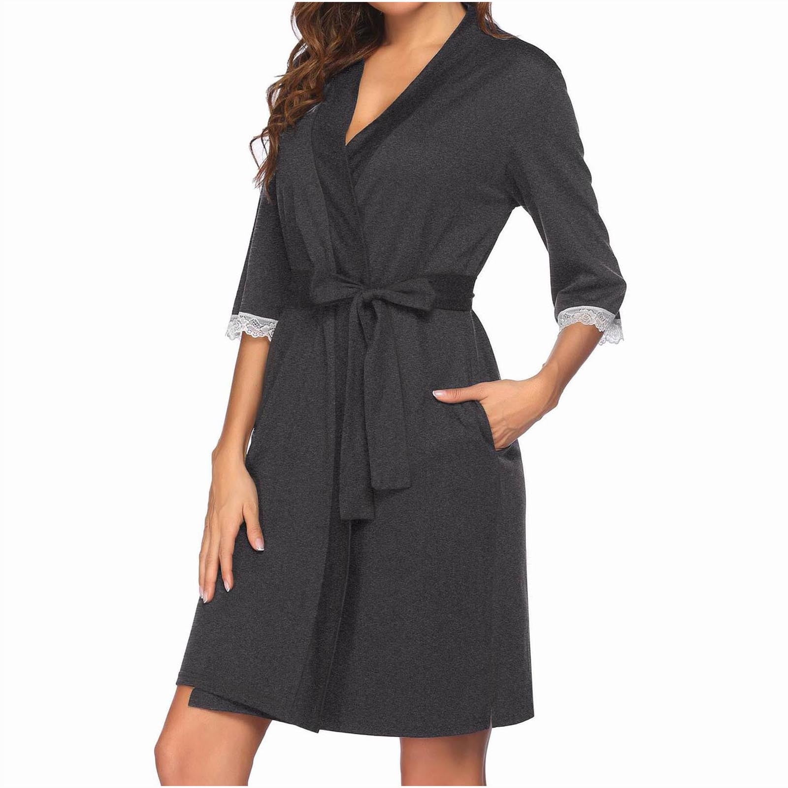 Hvyesh Women Silk Nightgown Summer Short Sleeve V Neck Satin Robes for