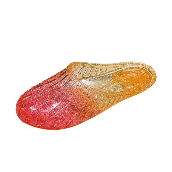 Hvyesh Women Slip-On Jelly Shoes Hollow Breathable Flat Sandals Crystal Ballet Flats 2025 Summer Crystal Ballet Flats Dance Party Cosplay Shoes