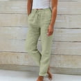 thumbnail image 1 of Hvyesh Women Tapered Pants Cotton Linen Drawstring Elastic Waist Pants Casual Trousers with Pockets, 1 of 6