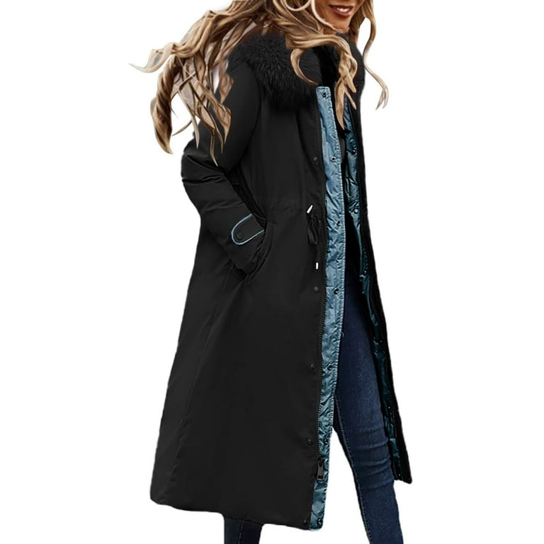 Hvyesh Women Thicken Reversible Winter Coat Trendy Faux Fur