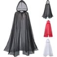 thumbnail image 1 of Hvyesh Women Tulle Mesh Cape Lightweight Hooded Cloak Bride Vampire Cosplay Costume for Halloween, 1 of 5