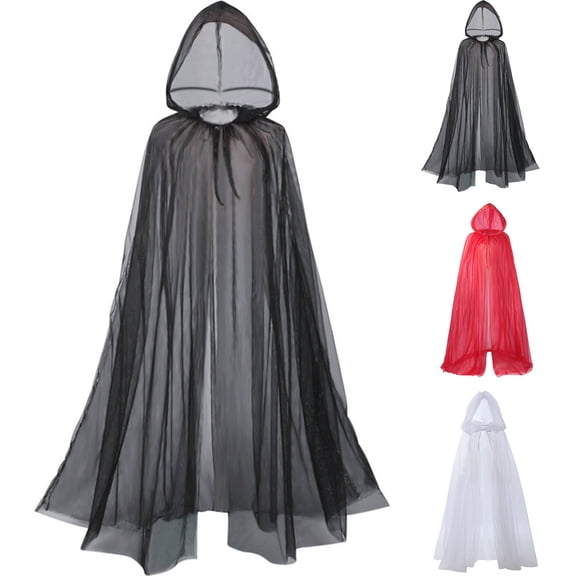 Hvyesh Women Tulle Mesh Cape Lightweight Hooded Cloak Bride Vampire Cosplay Costume for Halloween