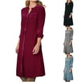 thumbnail image 1 of Hvyesh Women Velvet Midi Dress V Neck Long Sleeve Tshirt Dress Elegant Retro Formal Cocktail Evening Party Dress with Belt, 1 of 8