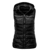 Hvyesh Women Warm Quilted Vest Lightweight Sleeveless Zip Up Waistcoat Cozy Outerwear Coat Puffy Solid Padded Gilet Casual Going Out Jackets Tops