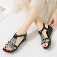 thumbnail image 1 of Hvyesh Women Wedges Sandals Casual Open Toe Ankle Strap Beach Sandals Dressy Bling Rhinestone Thick Bottom Sandals 2025 Summer Holiday Wedges Sandals, 1 of 7