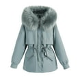 thumbnail image 1 of Hvyesh Women Winter Parka Jackets Warm Drawstring Puffer Coat Trendy Faux Fur Padded Jackets Thicken Insulated Outwear with Hood, 1 of 2