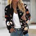 thumbnail image 1 of Hvyesh Women Zip Up Bomber Jackets Cute Floral Print Coat Spring Fall Long Sleeve Padded Coats Windbreaker Outerwear with Pockets Multicolor, 1 of 4