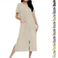 thumbnail image 1 of Hvyesh Women Zipper Robes Short Sleeve Knee Length Bathrobe Lightweight Print House Coat with Pockets, 1 of 8