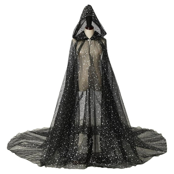 Hvyesh Women Wedding Tulle Cape Hooded Elf Cloak Bridal Dress Robe Full Length Hooded Robe Cloak