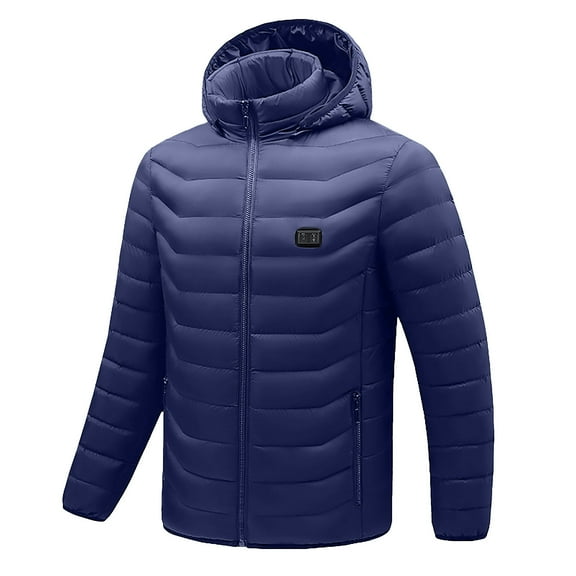 Hvyesh Women and Men Heated Coat Long Sleeve Hooded Heated Jackets Dual Control 11 Heating Areas Smart Electric Rechargeable Heated Coat with Pocktes