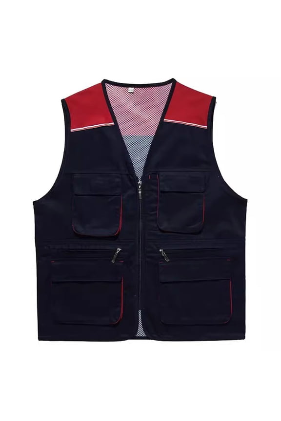 Women and Men Work Vest Multi-Pockets Zipper Work Vest Volunteer Activity Event Waistcoat Unisex Gilet