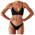 thumbnail image 1 of Hvyesh Women's 2 Piece Bikini Set Spaghetti Strap High Cut Push Up Underwire Swimsuit Summer Bikini Beach Sets Black, 1 of 9