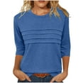 thumbnail image 1 of Hvyesh Women's 3/4 Length Sleeve Tops Lightweight Crew Neck Pleated Tunic T Shirts Casual Summer Blouses 2025, 1 of 8