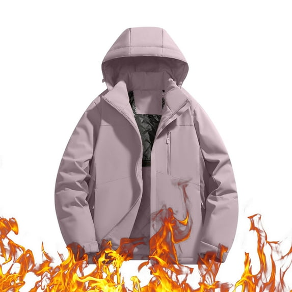 Hvyesh Women's 3-in-1 Waterproof Rain Jacket Plus Size Zipper Raincoat Casual Hooded Hiking Jacket Softshell Windbreaker with Pockets Purple XXXXL