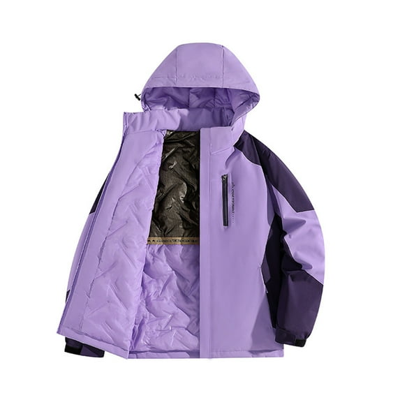 Hvyesh Women's 3-in-1 Winter Coats Snow Ski Jacket Waterproof Windproof Fleece Lined Winter Jacket Parka Purple XL