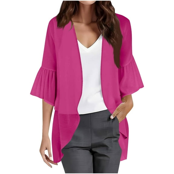 Hvyesh Women's Beach Kimono Coverup Sheer Chiffon Cover Ups Casual Loose Open Front Cardigan Tops