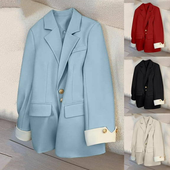 Hvyesh Women's Blazer Business Casual Lapel Collar Long Sleeve Blazer Coat Open Front Work Office Suit Jacket Blazer