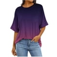 thumbnail image 1 of Hvyesh Women's Casual Summer Shirt Short Sleeve Tie Dye Tunic Tops Round Neck T-Shirt Basic Tee Fit Loose, 1 of 7