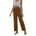 thumbnail image 1 of Hvyesh Women's Casual Wide Leg Pants Flowy Adjustable Tie Knot Elastic Waist Pants with Pockets,Womens Pants Under $20 Khaki,M, 1 of 7