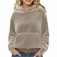 thumbnail image 1 of Hvyesh Women's Corduroy Hoodies Sweatshirts Loose Fit Long Sleeve Ribbed Knit Shirts Casual Solid Sweatshirt Fall Solid Hooded Pullover Tops with Pockets, 1 of 6