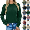 thumbnail image 1 of Hvyesh Women's Corduroy Tshirt Crew Neck Long Sleeve Tunic Tops 2025 Casual Loose Solid Pullover Sweater Tops, 1 of 8