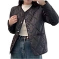 thumbnail image 1 of Hvyesh Women's Diamond Quilted Jackets Lightweight Casual Bomber Jacket Warm Winter Coats Cute Button Down Coat with Pockets, 1 of 2