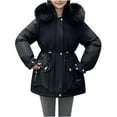 thumbnail image 1 of Hvyesh Women's Faux Fur Hood Parka Jacket Trendy Zipper Drawstring Winter Coat Casual Solid Outwear Jacket Soft Thicken Warm Snow Coat, 1 of 4