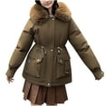 thumbnail image 1 of Hvyesh Women's Faux Fur Hood Parka Jacket Trendy Zipper Drawstring Winter Coat Casual Solid Outwear Jacket Soft Thicken Warm Snow Coat, 1 of 4