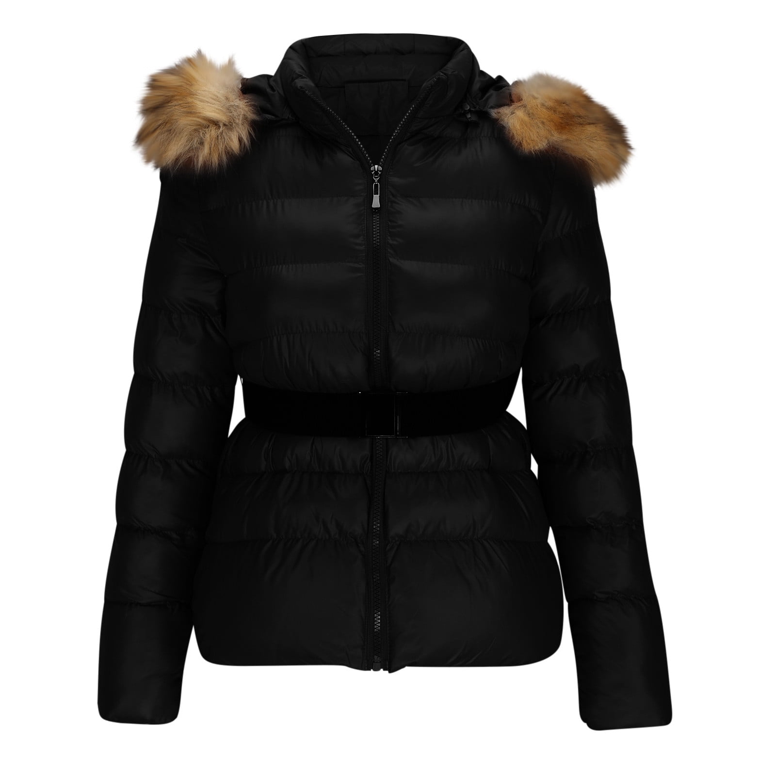 Women’s Long Puffer Jacket with Faux Fur Lining and Hood main image 1