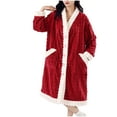 thumbnail image 1 of Hvyesh Women's Flannel Robe Fuzzy Fleece Bathrobes Cozy Plush Warm Full Length Robe Winter Pockets Robe Loungewear, 1 of 5