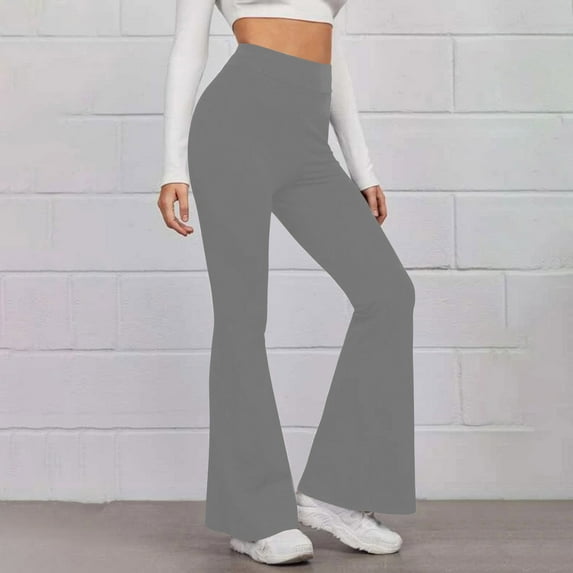 Hvyesh Women's Flare Leggings High Waist Flare Yoga Pants Tummy Control Casual Bootcut Bell Bottom Leggings Seamless Stretchy Activewear Leggings