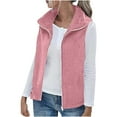 thumbnail image 1 of Hvyesh Women's Fleece Vest Soft Sleeveles Zip up Stand-up Collar Waistcoat Casual Solid Fuzzy Fleece Jacket Fall Warm Cardigan Outerwear Vests with Pockets Pink,2XL, 1 of 6