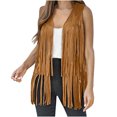 thumbnail image 1 of Hvyesh Women's Fringe Sleeveless Coat Suede Fringe Faux Suede Leather Crop Vest Trendy Cowboy Style Tassel Motorcycle Cropped Tank Coats, 1 of 5