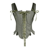 Hvyesh Women's Front Lace Up Overbust Corset Adjustable Straps Vintage Renaissance Corset Tops Waist Cincher Bustier Bodice Army Green