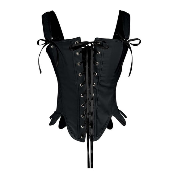 Hvyesh Women's Front Lace Up Overbust Corset Adjustable Straps Vintage Renaissance Corset Tops Waist Cincher Bustier Bodice Black