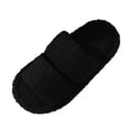 thumbnail image 1 of Hvyesh Women's Fuzzy Open Toe Slippers Indoor House Shoes Non-Slip Slip On Flat Fleece Slipper, 1 of 7
