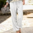 thumbnail image 1 of Hvyesh Women's High Waist Linen Pants Drawstring Capri Pants with Pockets Wide Leg Cropped Pants for Women, 1 of 6