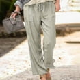 thumbnail image 1 of Hvyesh Women's High Waist Linen Pants Drawstring Capri Pants with Pockets Wide Leg Cropped Pants for Women, 1 of 6
