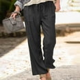 thumbnail image 1 of Hvyesh Women's High Waist Linen Pants Drawstring Capri Pants with Pockets Wide Leg Cropped Pants for Women, 1 of 6