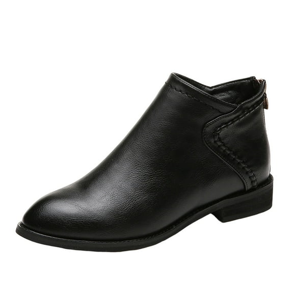 Hvyesh Women's Leather Ankle Boots Extra Wide Width Low Heel Short Booties.