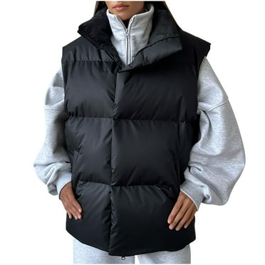 Hvyesh Women's Lightweight Zip Up Puffer Vest Stand Collar Sleeveless Padded Gilet Warm Outdoor Puffer Jackets with Pockets