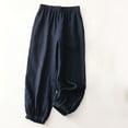 thumbnail image 1 of Hvyesh Women's Linen Lantern Pants Casual Cropped Wide Leg Trousers Elastic Waist Cotton Linen Harem Pants Joggers, 1 of 3