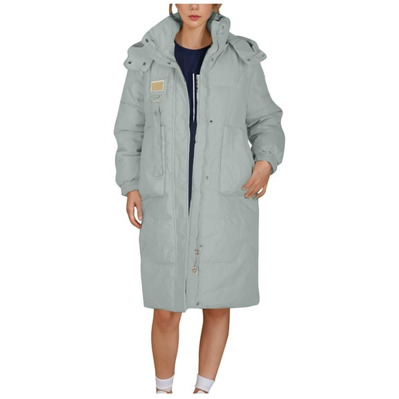 Hvyesh Women's Long Hooded Jacket Winter Thicken Puffer Coat Warm Heavenly Long Sleeve Baggy Long Coats Zipper Up Quilted Jacket with Pockets